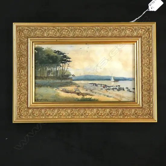 R  HOME RBA  'AUCKLAND BEACH' WATERCOLUR C1900