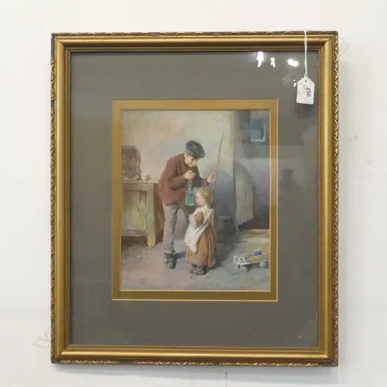 WATERCOLOUR ON BOARD SIGNED HENRY BENJAMIN ROBERTS (1831-1915)  200 X 240MM