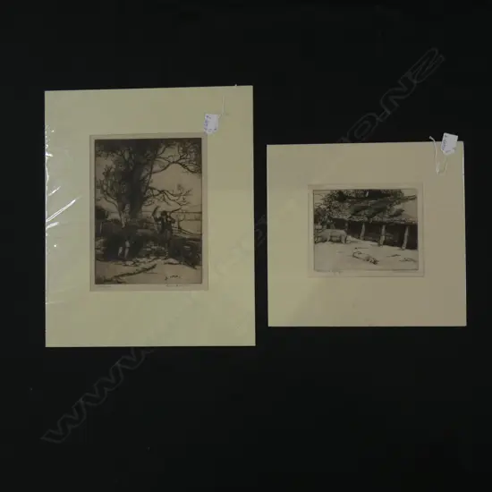2 X ANNE ANDERSON ENGRAVINGS - PIG STY AND HEDGING