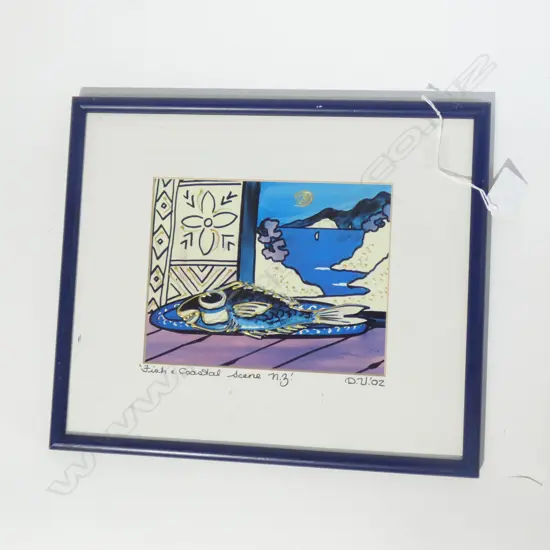 DIANE VASSEY ARTWORK 'FISH & COASTAL SCENE NZ' 140X180mm