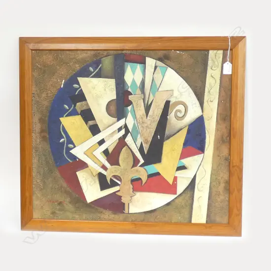 OIL ON BOARD CUBIST STYLE PAINTING SIGNED MARIE 690 X 600 MM