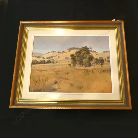 ROBERT WILSON OIL ON BOARD GOLDEN LANDSCAPE WYANGLA DAM NSW  820 X 690 MM