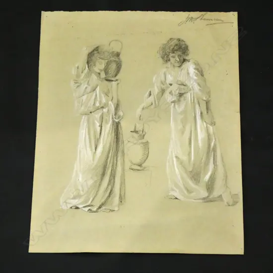 J.M THOMASSON (NZ1893- 1969) SKETCH 2 WOMAN