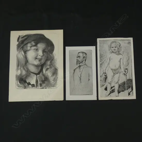 3 x H.L. RICHARDSON ENGRAVINGS.  GENT & 2x DAUGHTER