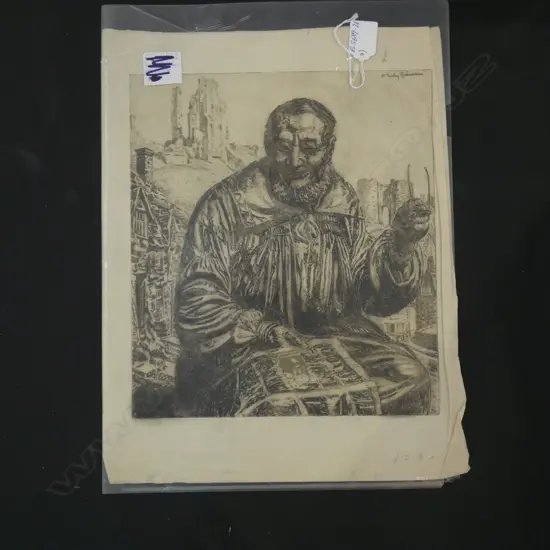 H.L. RICHARDSON ENGRAVING SEPIA SCHOLAR