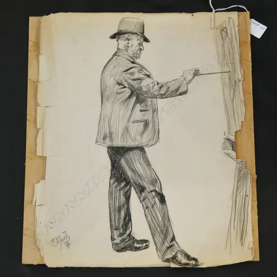 H.L. RICHARDSON SKETCH GENT PAINTING 420 x 320mm