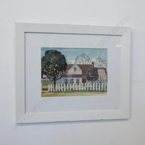 WATERCOLOUR ON BOARD  G E FAIRBURN 'CAMBRIDGE COTTAGE ' 1949 335 X 240MM