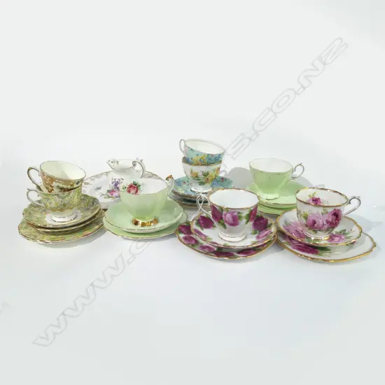 8 TRIOS; SHELLEY / ROYAL ALBERT ETC. + RCD PLATE & JUG