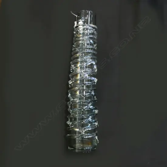 TALL CLEAR ART GLASS TRAILED VASE