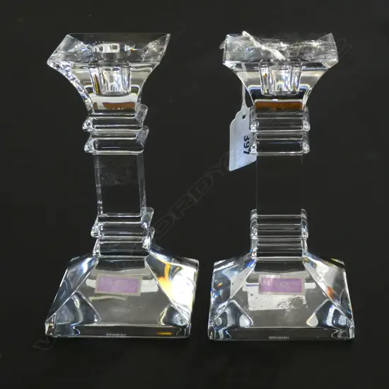 PR LEAD CRYSTAL CANDLESTICKS  H 155MM
