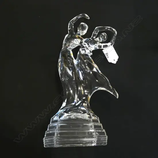 LG GLASS ART DECO STYLE DANCING COUPLE CENTREPIECE H. 275MM