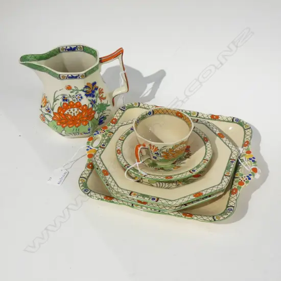 MASON IRONSTONE JUG 2 HANDLED PLATE 2 PLATES & C/S LOTUS PAT