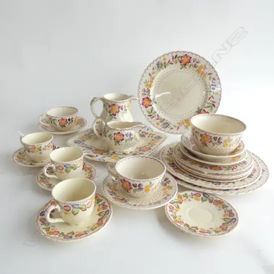 MASON IRONSTONE 18PCS PART SET ARBOR PAT JUGS PLATES C/S ETC