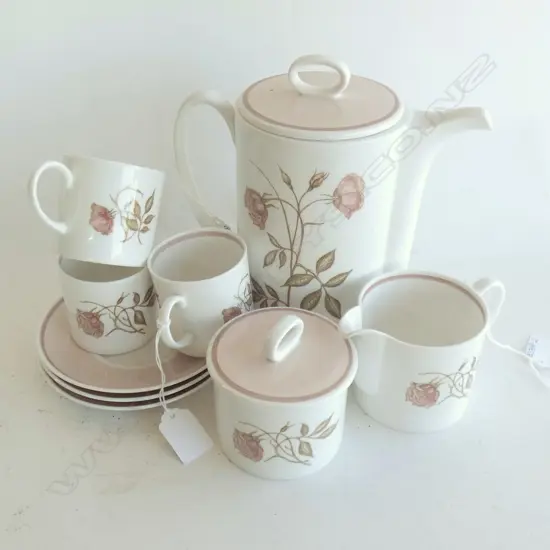 SUSIE COOPER TALISMAN 9PC PART COFFEE SET; JUG & BOWL, 3 DUOS + TUSCAN DEMI ART DECO C&S