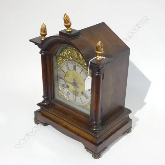 OLD OAK MANTLE CLOCK - DECORATIVE SURROUNDS H 390MM