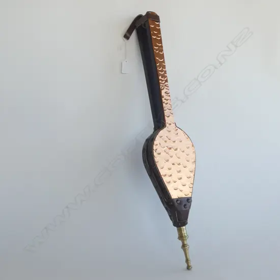 COPPER, WOOD & BRASS FIRE BELLOWS - L 630MM