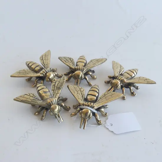 5 POLISHED BRASS BEES L.60mm