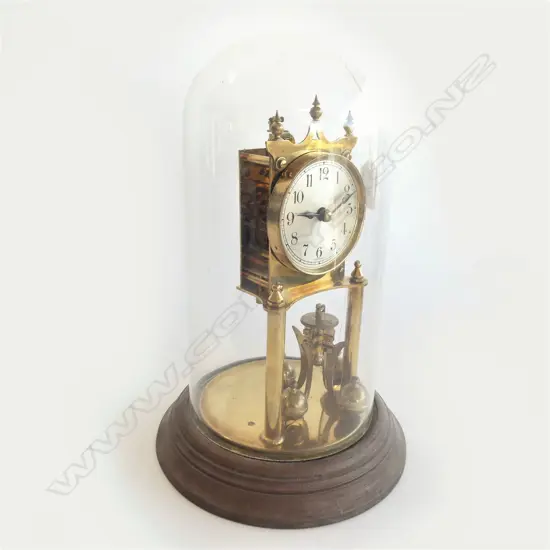 GERMAN GLASS DOME CLOCK H. 320MM