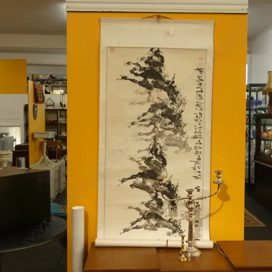 HAND PAINTED CHINESE SCROLL SIGNED