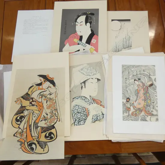 8 ASST. JAPANESE WOODBLOCK PRINTS OF ACTORS; FLOWERS ETC...