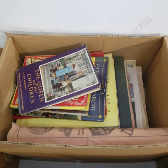 LG BOX LOT ASST ROYALTY  BOOKS / NEWSPAPERS / MAGAZINES