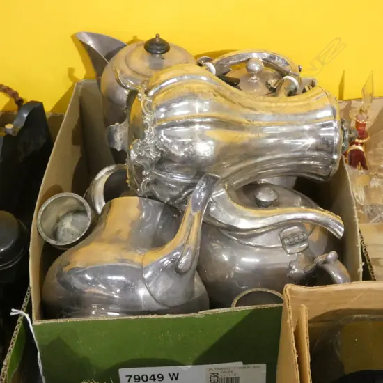 BOX LOT ASST. EP TEAPOTS