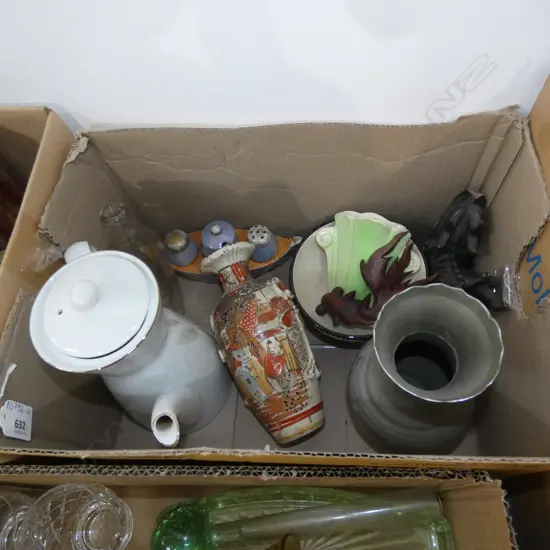 BOX LOT ASST; ORIENTAL COLLECTABLES PLUS NZ POTTERY ETC..