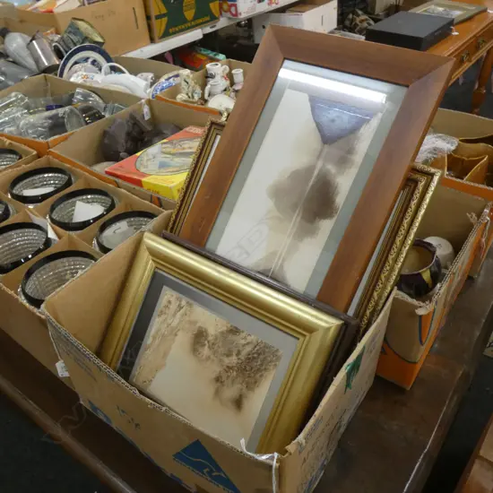 BOX FRAMED PHOTOGRAPHS; 3 OLD & 2 MODERN