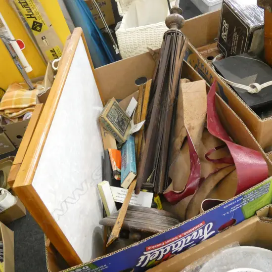 BOX LOT ASST INCL RED LEATHER OFF CUTS ETC.