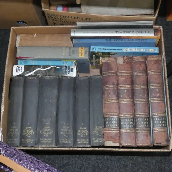 BOX OF WAR HISTORY BOOKS INCL CHURCHILL