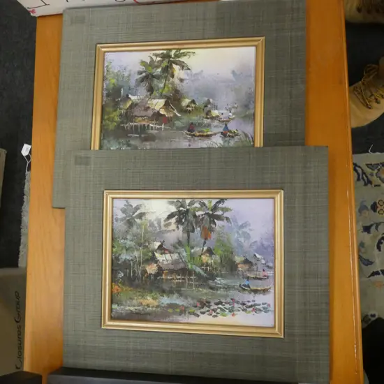 PR SMALL SIGNED EASTERN OILS RIVER SCENES