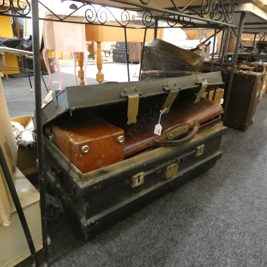 TIN TRUNK & CONTENTS 