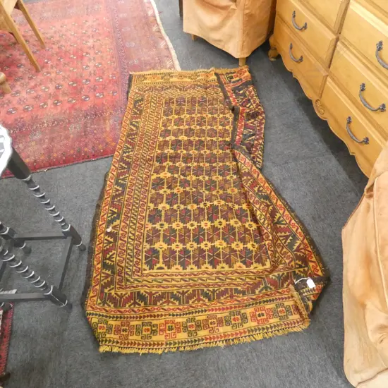  LG MID 20TH CENT. TRIBAL AFGHAN SUZANI EMBROIDERED RUG 
