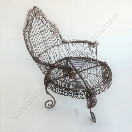 VINTAGE WIRE CHAIR POT STAND H.370mm