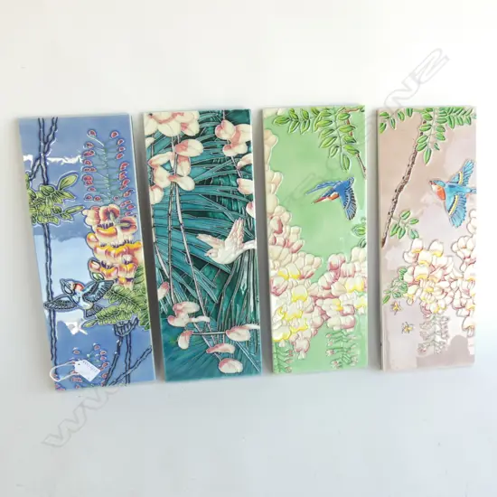 4 CHINA WALL TILES, 4 SEASONS AND BIRDS
