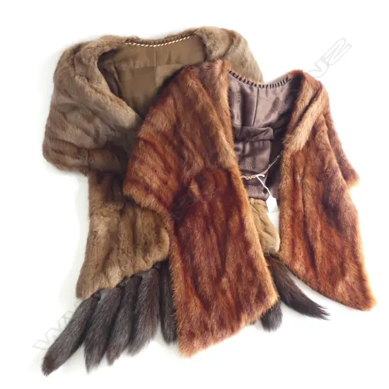 TWO FUR STOLES - RABBIT(?) WITH TAILS & MUSCAT (?)