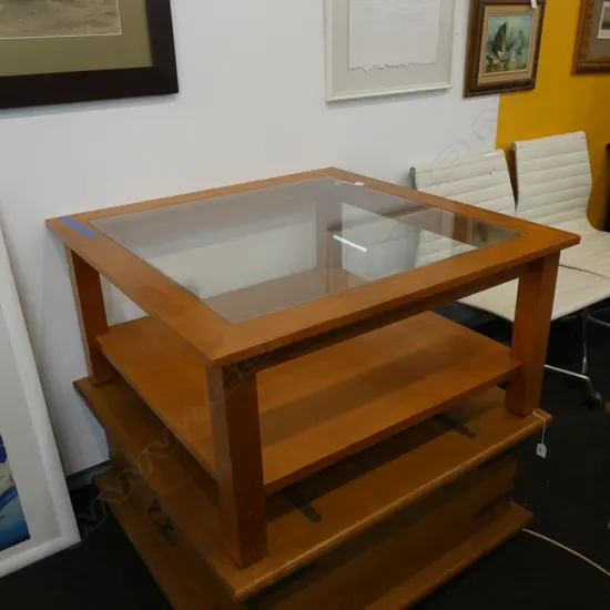 RIMU GLASS TOP COFFEE TABLE 900 SQUARE