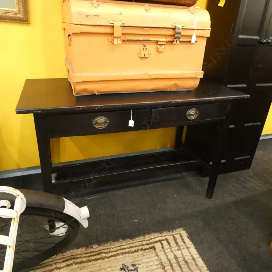 PNE EBONISED 2 DRAWER SIDE TABLE L 1200 MM