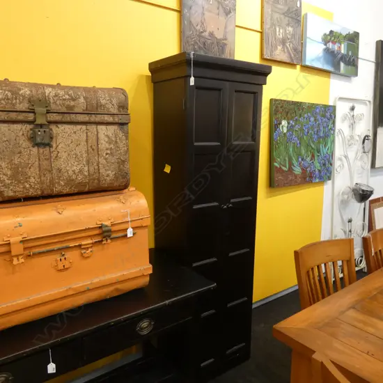 BLACK PAINTED TALL 2 DOOR CUPBOARD H 1800 MM