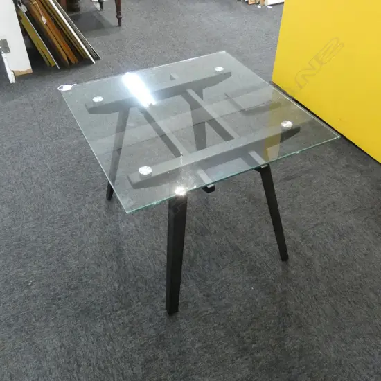 GLASS TOPPED SQUARE SIDE TABLE 600mm sq