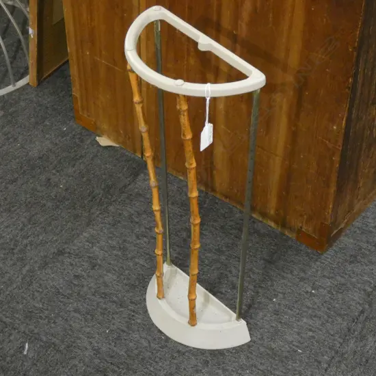 OLD CANE & METAL WALKING STICK / UMBRELLA STAND