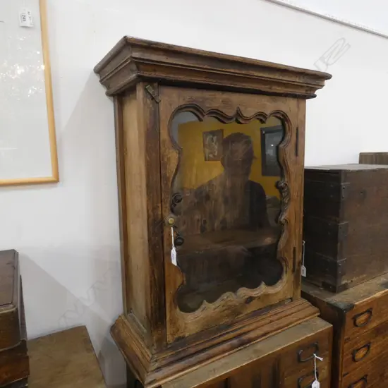 SM RUSTIC TEAK GLASS FRONTED DISPLAY CABINET 570 X 255 X 685MM 