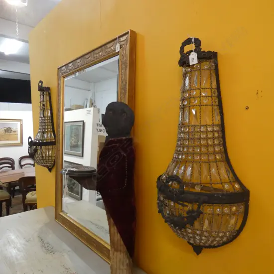 2 METAL & GLASS WALL LIGHTS 