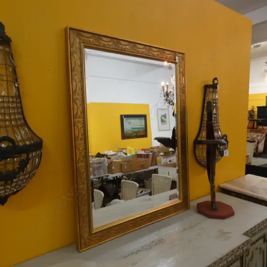 ORNATE GILT FRAMED BEVELLED GLASS MIRROR 1060 X 770 MM