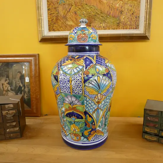 LG COLOURFUL LIDDED FLOOR VASE H. 680MM