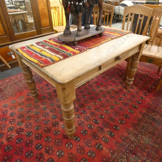 PINE SCRUB TOP KITCHEN TABLE WITH DRAWER L 1200 MM