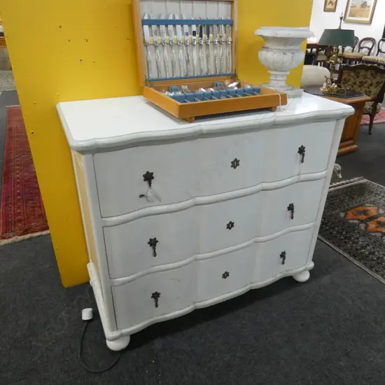FRENCH STYLE WHITE PAINTED CHEST OF DRAWERS H. 900MM