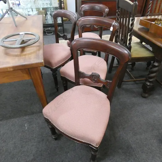 SET 4 VICTORIAN MAHOGANY BALLOON BACK CHAIRS