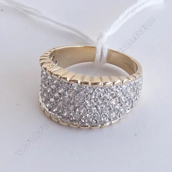 9CT GOLD AND PAVE SET CUBIC ZIRCONIA