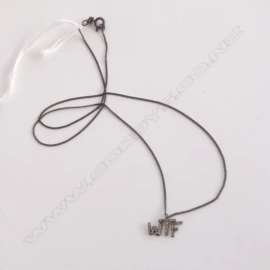 BLACK SILVER & DIAM W.T.F. PENDANT